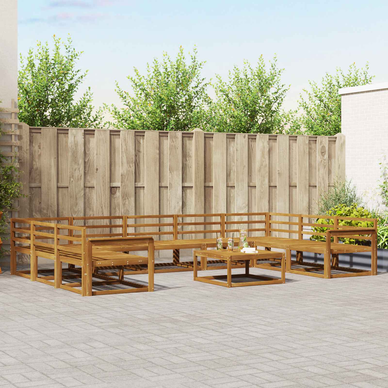 Buiten bankenset 10 pcs Naturel Massief Acaciahout image 1