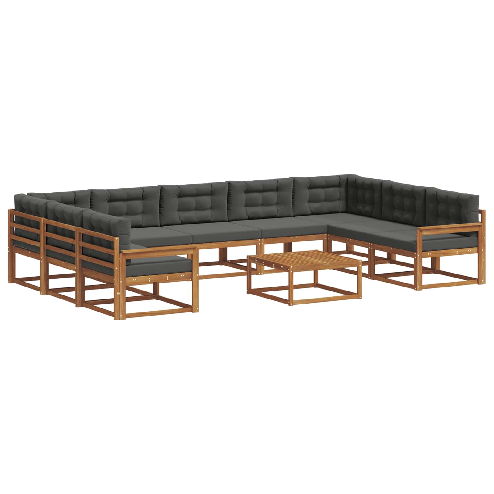 Zunanja garnitura za sedenje 10 pcs Naravna in antracitna - slika 2