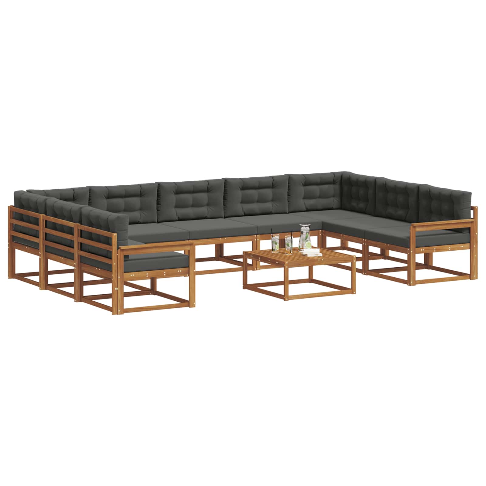 Zunanja garnitura za sedenje 10 pcs Naravna in antracitna - slika 3