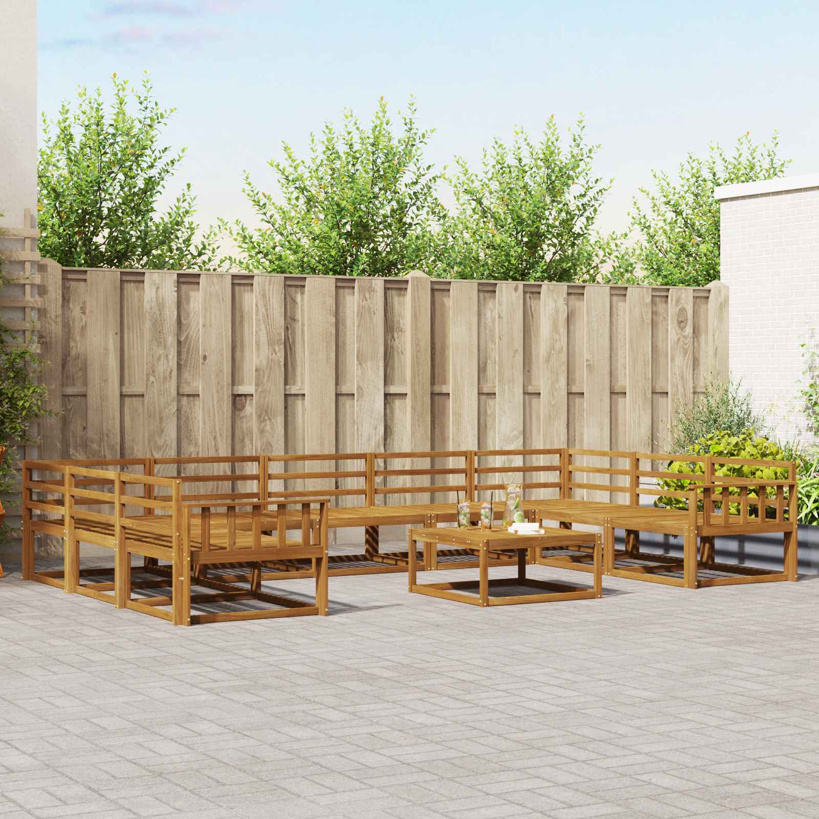 Buiten bankenset 10 pcs Naturel Massief Acaciahout image 1