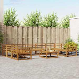 Zunanja garnitura za sedenje 10 pcs Naravna Masiven les akacije