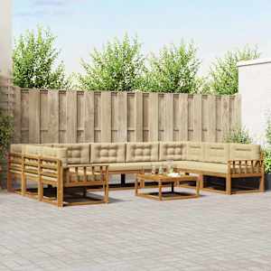 Zunanja garnitura za sedenje z blazino 10 pcs Naravna in bež