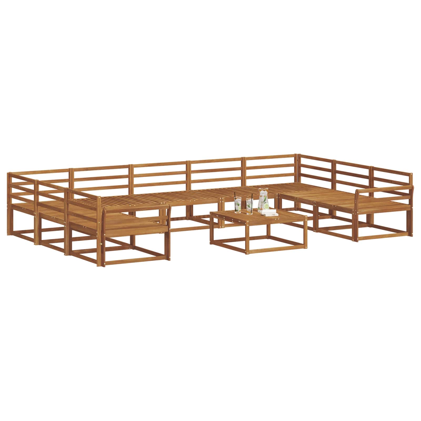 Buiten bankenset 10 pcs Naturel Massief Acaciahout image 3