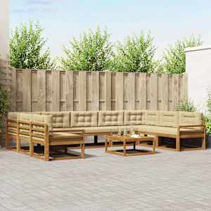 Zunanja garnitura za sedenje z blazino 10 pcs Naravna in bež