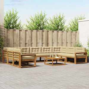 Zunanja garnitura za sedenje z blazino 10 pcs Naravna in bež