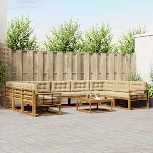 Zunanja garnitura za sedenje z blazino 10 pcs Naravna in bež