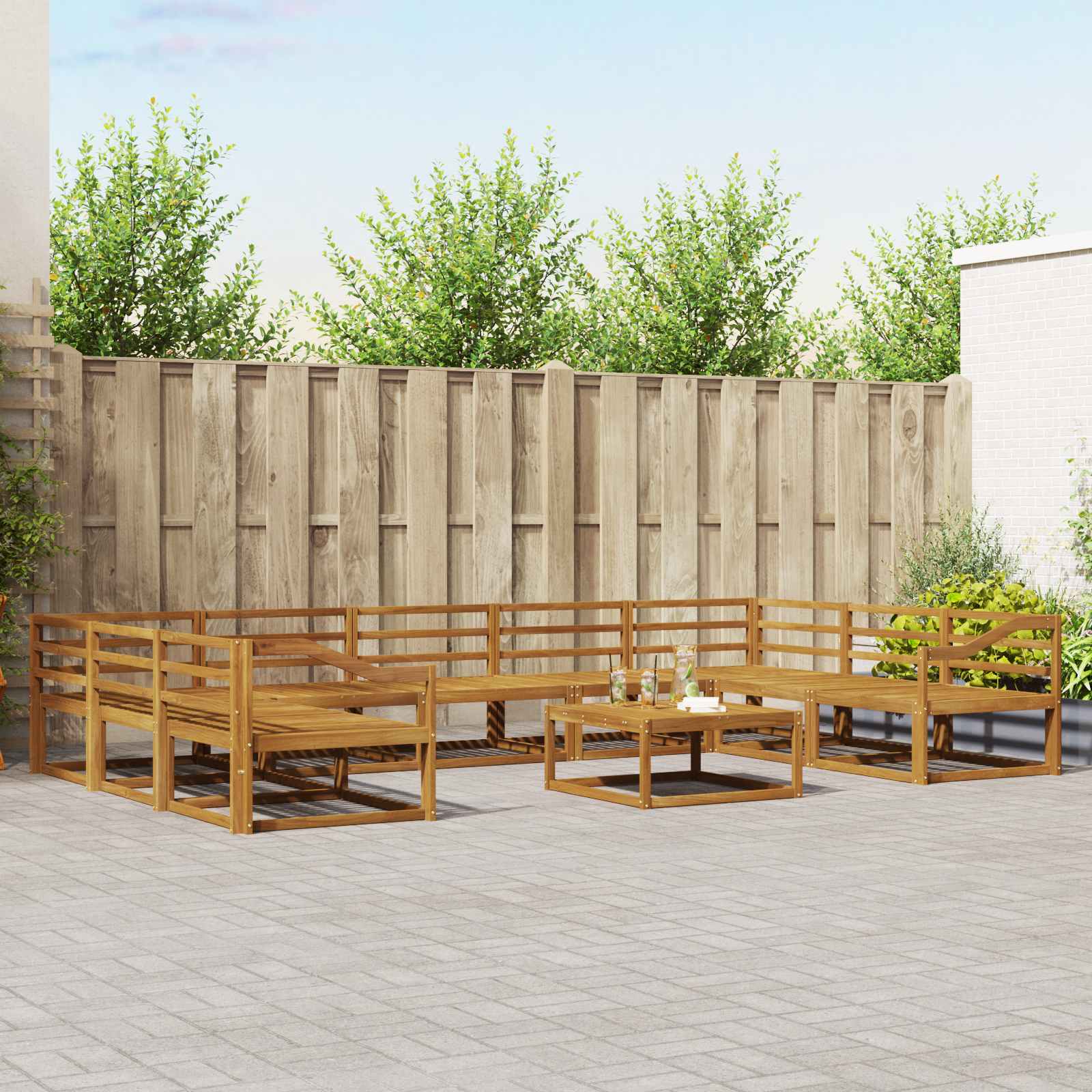 Buiten bankenset 10 pcs Naturel Massief Acaciahout image 1