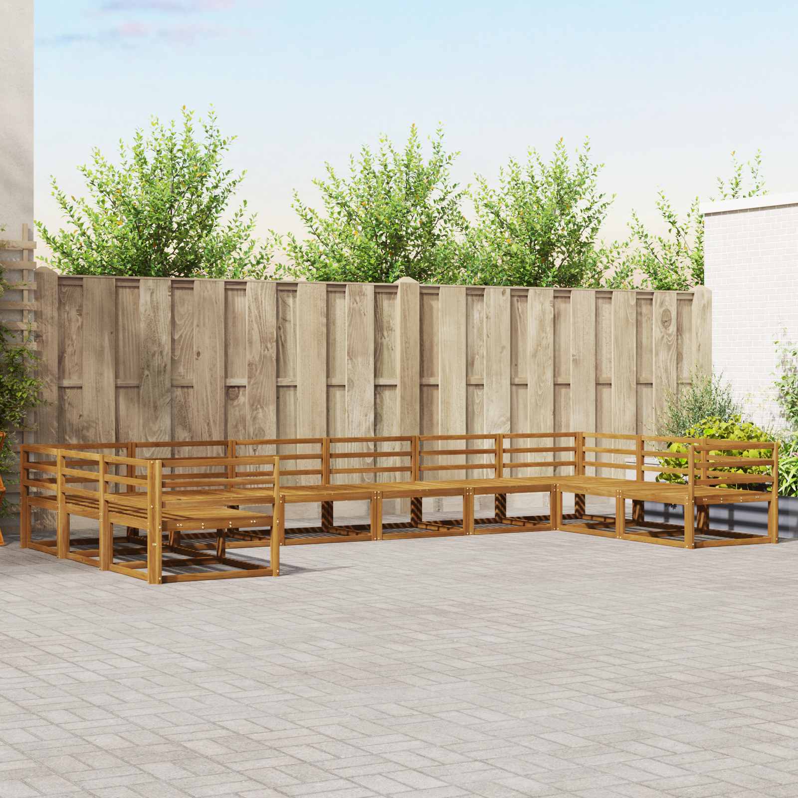 Buiten bankenset 10 pcs Naturel Massief Acaciahout image 1