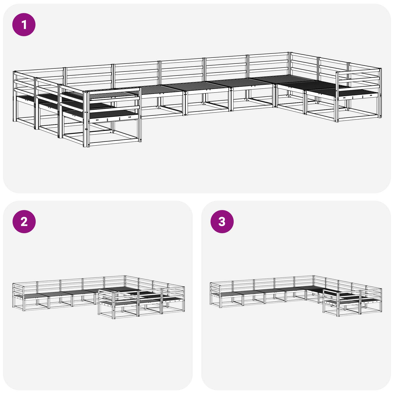 Buiten bankenset 10 pcs Naturel Massief Acaciahout image 6