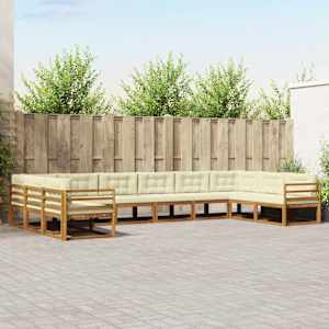 Zunanja garnitura za sedenje 10 pcs Naravna in smetana