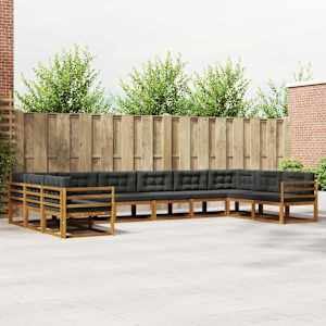 Zunanja garnitura za sedenje 10 pcs Naravna in antracitna