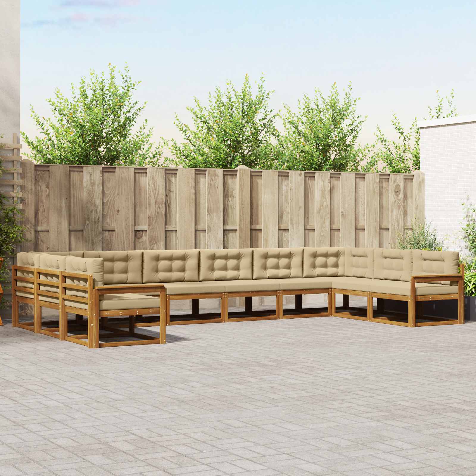 vidaXL Set de canapele de exterior cu pernă 10 pcs Natural și Bej