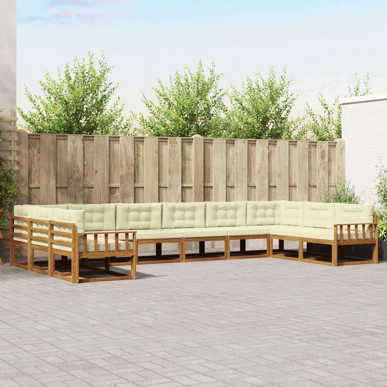 vidaXL Set de canapele de exterior cu pernă 10 pcs Natural și Crem