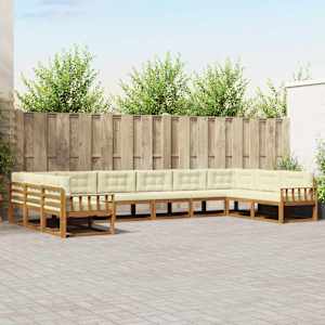 Zunanja garnitura za sedenje 10 pcs Naravna in smetana