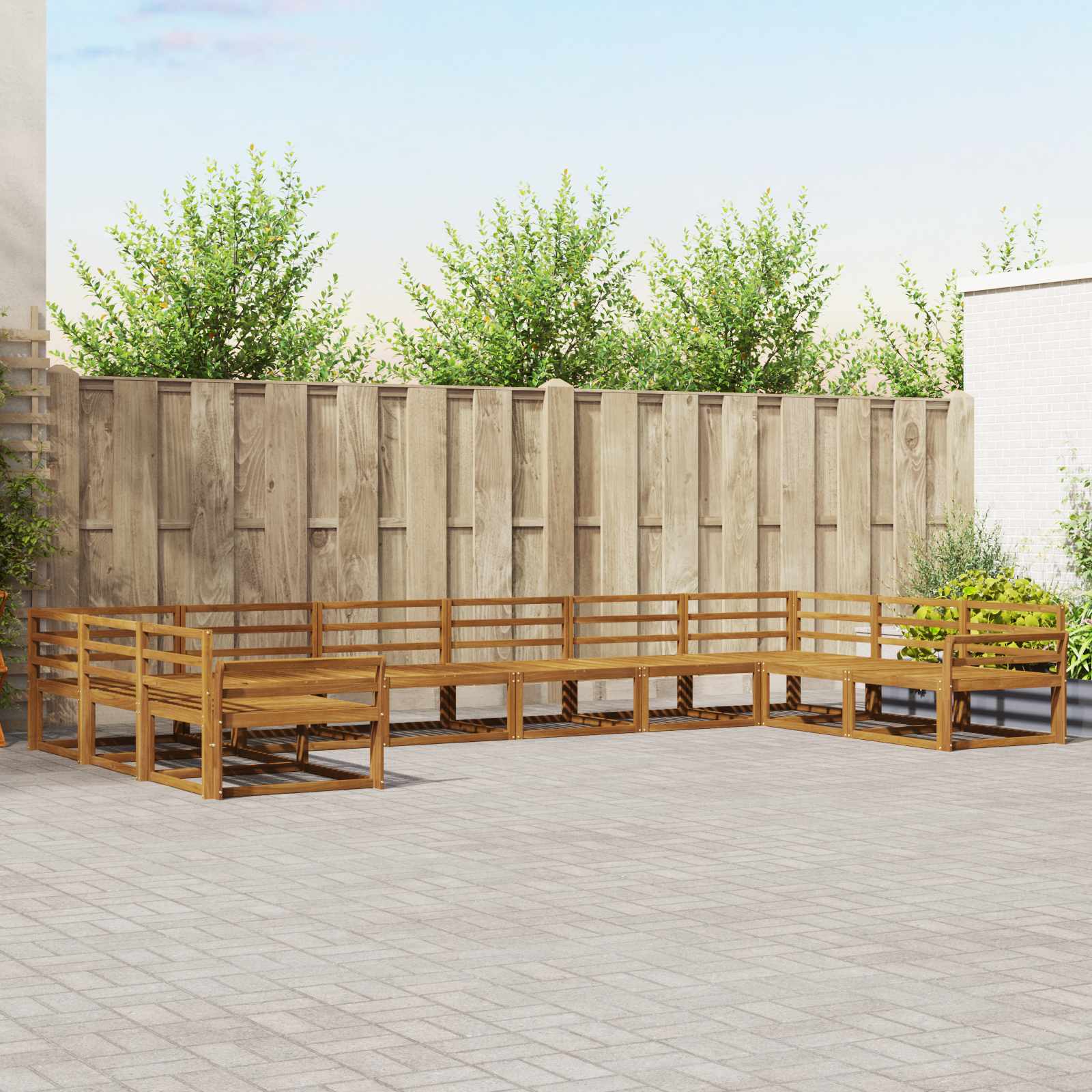 Buiten bankenset 10 pcs Naturel Massief Acaciahout image 1