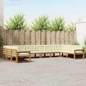 Zunanja garnitura za sedenje 10 pcs Naravna in smetana