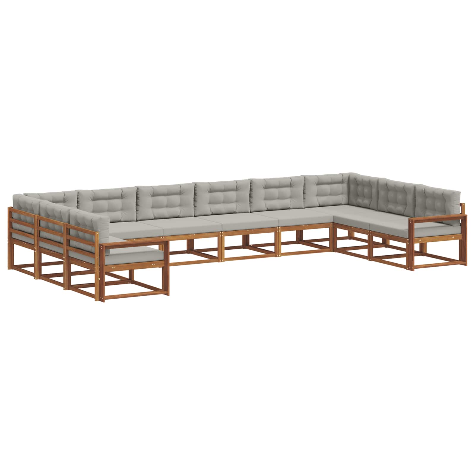 Thumbnail - vidaXL Outdoor-Sofagarnitur mit Kissen 10 pcs Natürlich und Hellgrau