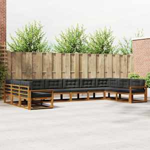 Zunanja garnitura za sedenje 10 pcs Naravna in antracitna