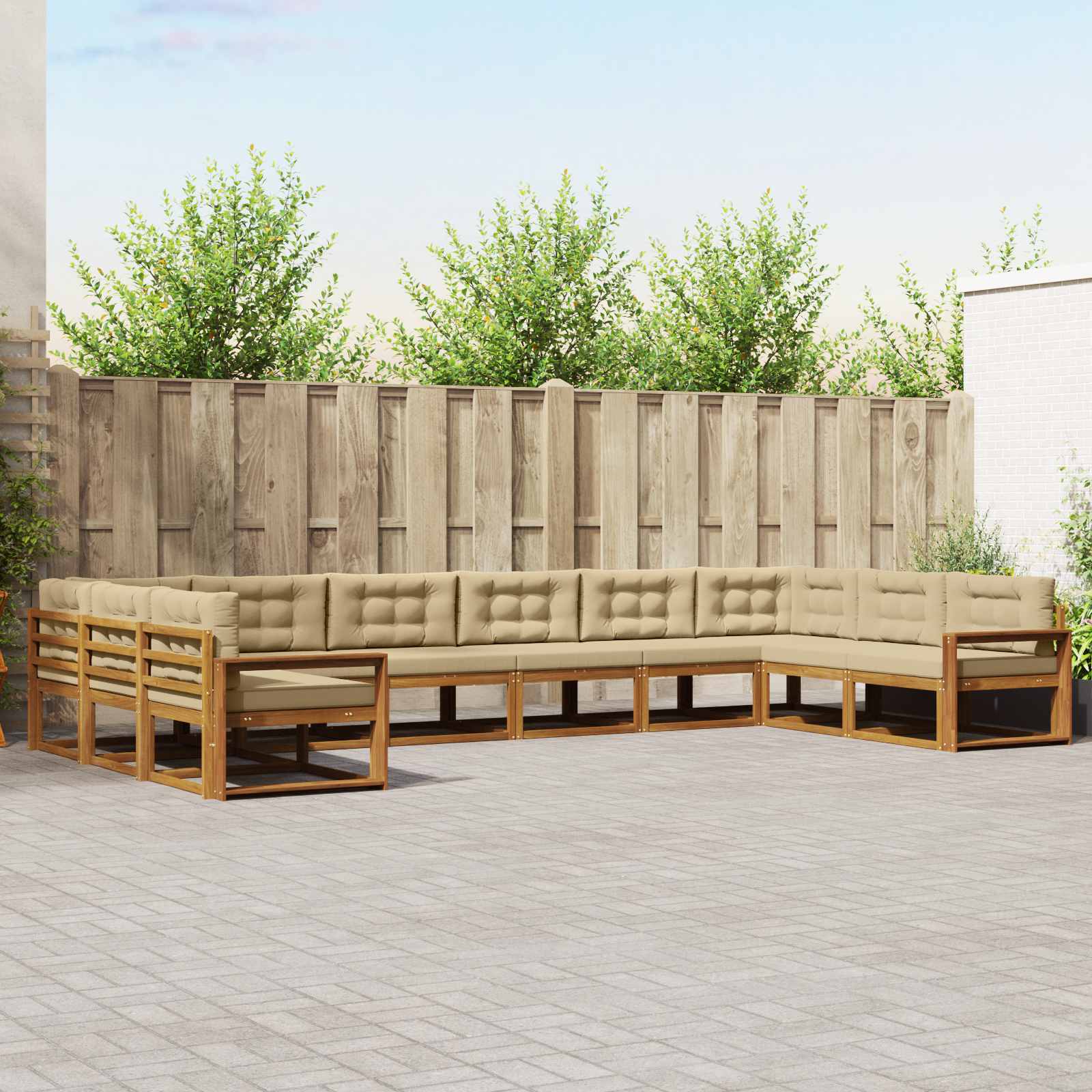 vidaXL Set de canapele de exterior cu pernă 10 pcs Natural și Bej