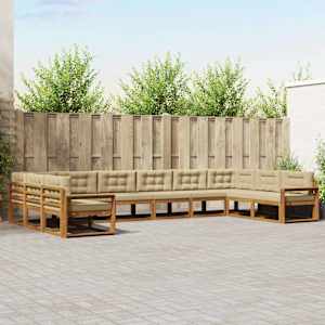 Zunanja garnitura za sedenje z blazino 10 pcs Naravna in bež