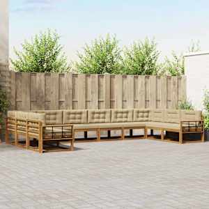 Zunanja garnitura za sedenje z blazino 10 pcs Naravna in bež