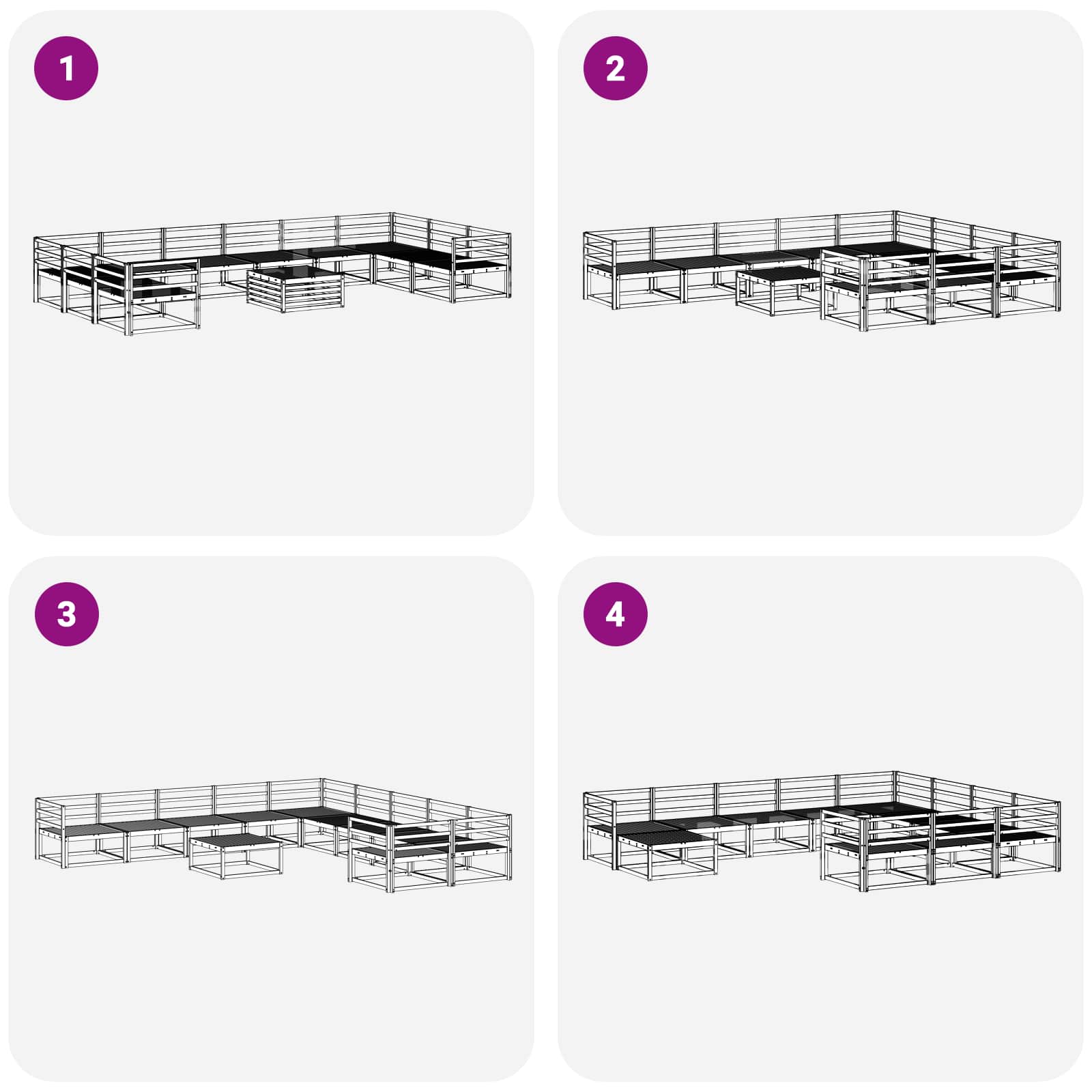 Buiten bankenset 11 pcs Naturel Massief Acaciahout image 9