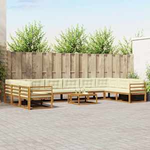 Zunanja garnitura za sedenje 11 pcs Naravna in smetana