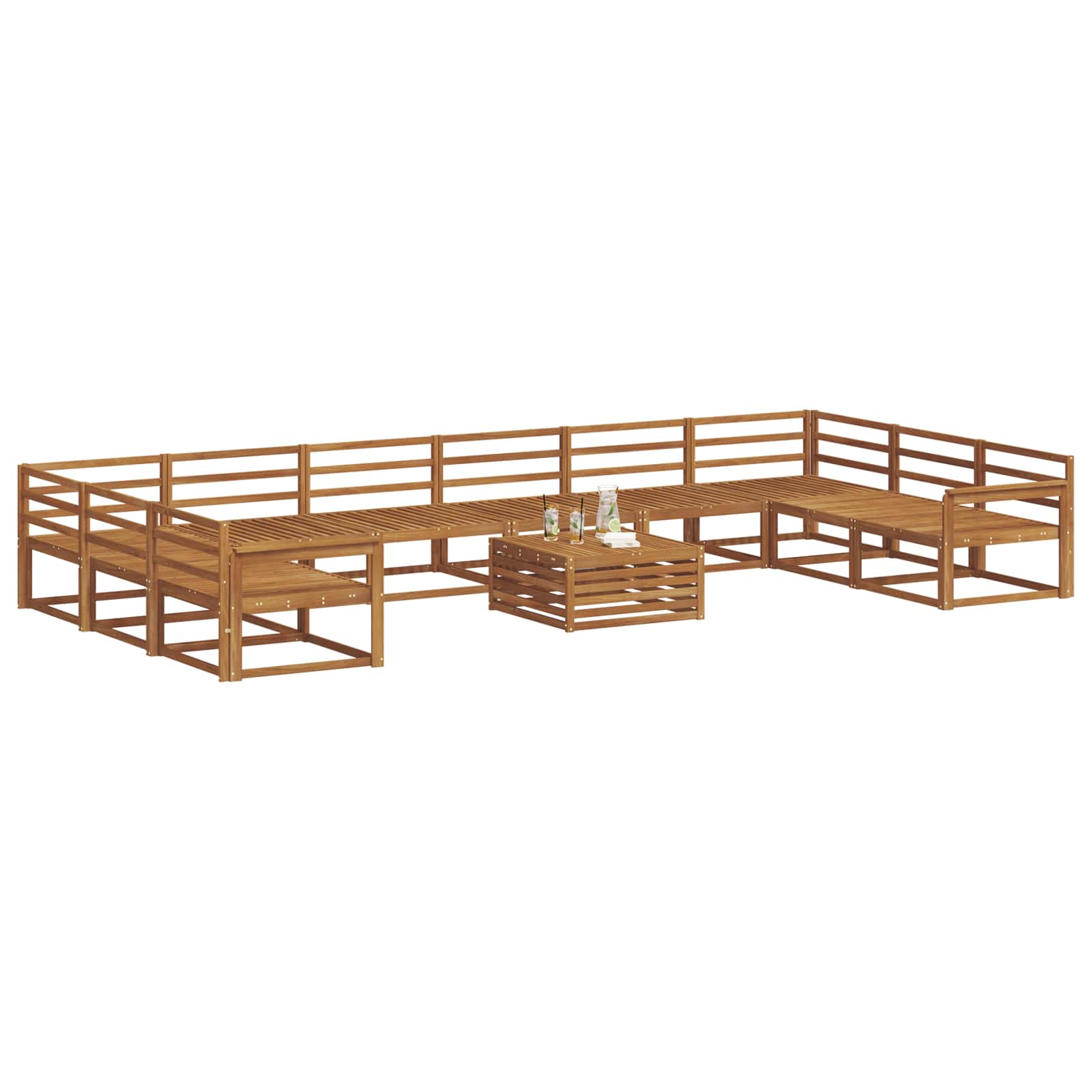 Buiten bankenset 11 pcs Naturel Massief Acaciahout image 3