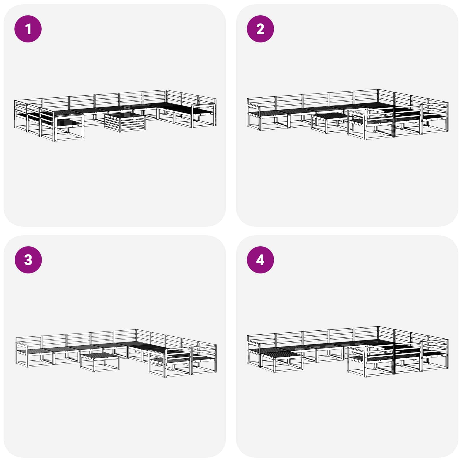 Buiten bankenset 11 pcs Naturel Massief Acaciahout image 9