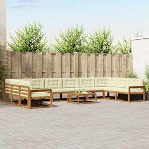 Zunanja garnitura za sedenje 11 pcs Naravna in smetana