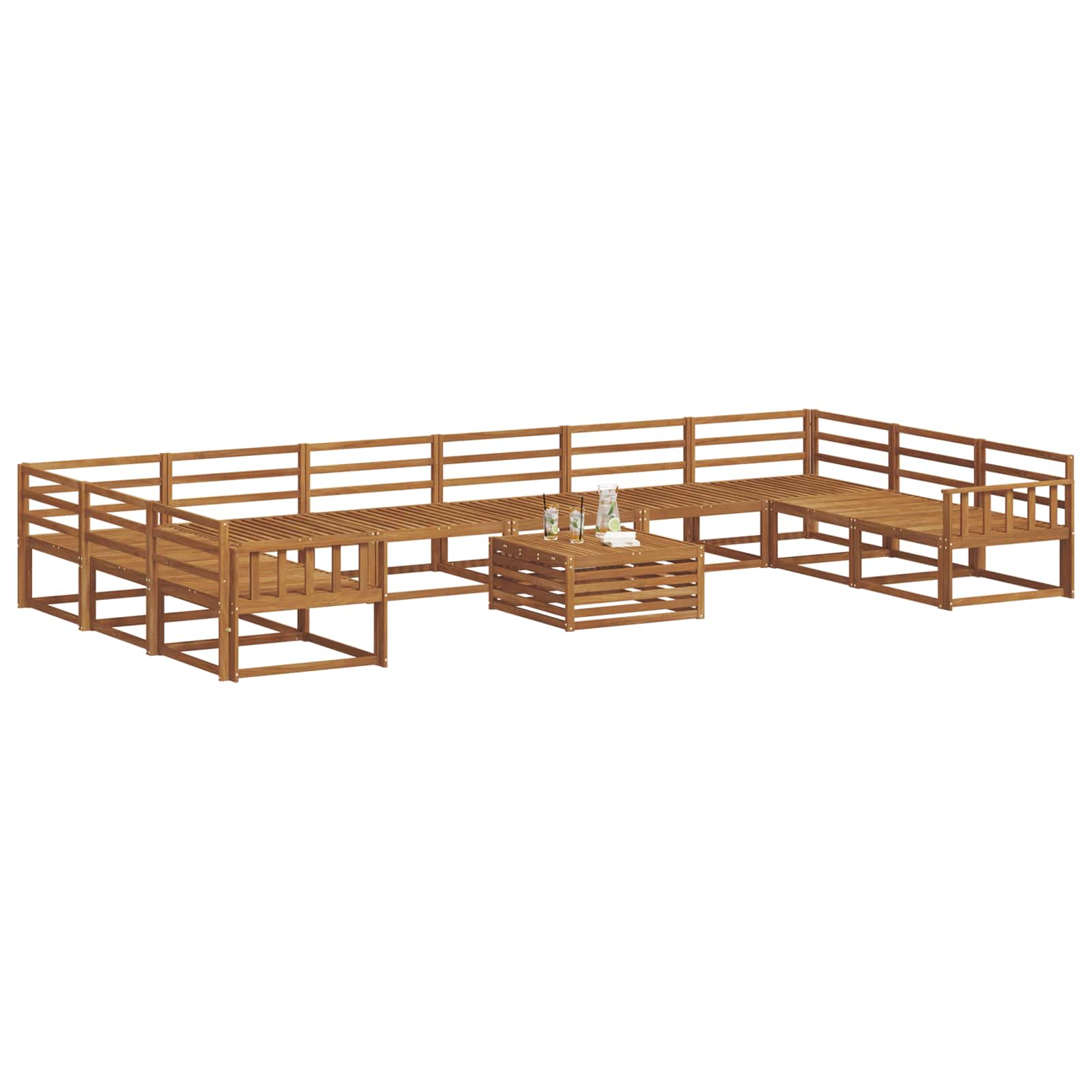 Buiten bankenset 11 pcs Naturel Massief Acaciahout image 3