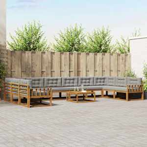 Zunanja garnitura za sedenje 11 pcs Naravna in svetlo siva