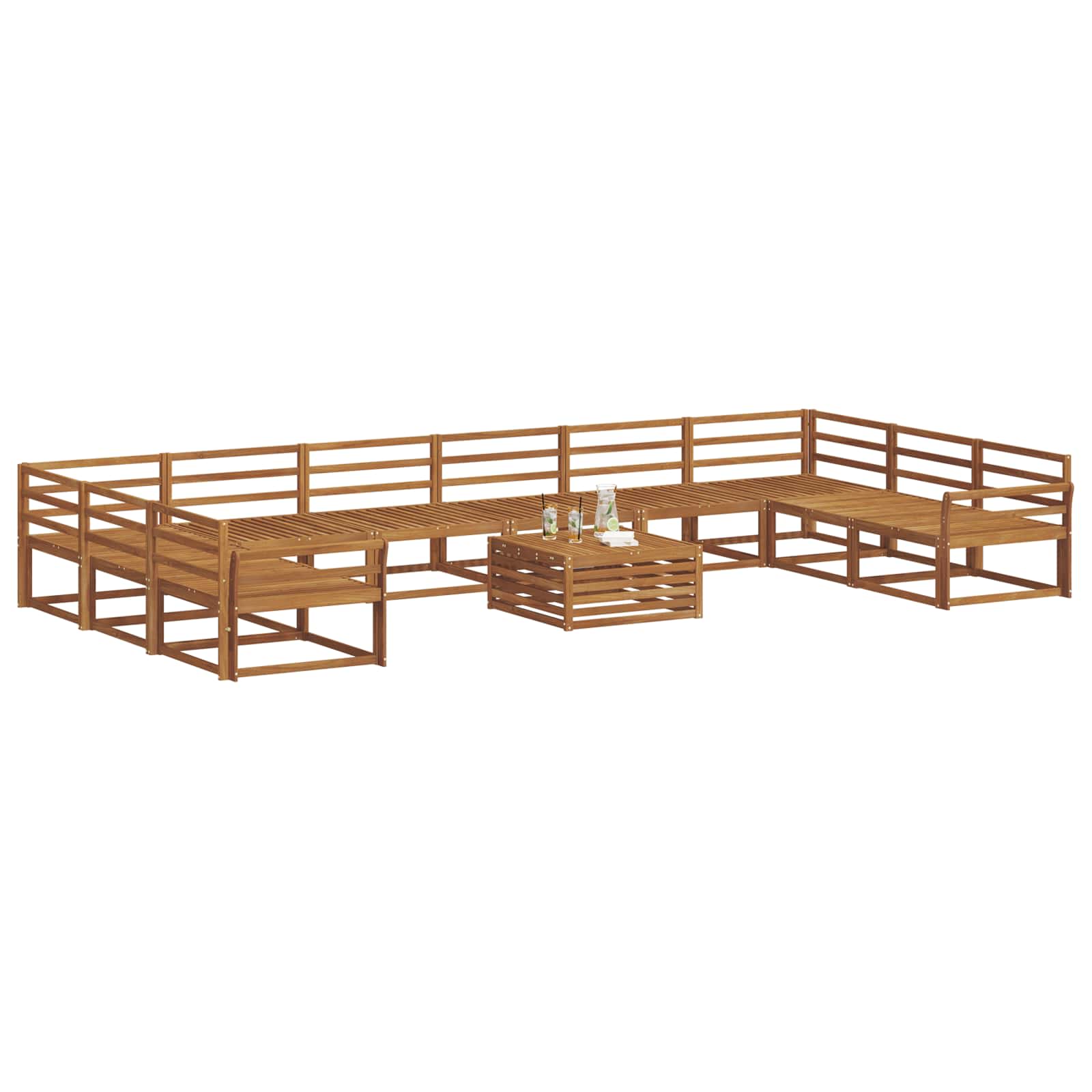 Buiten bankenset 11 pcs Naturel Massief Acaciahout image 3