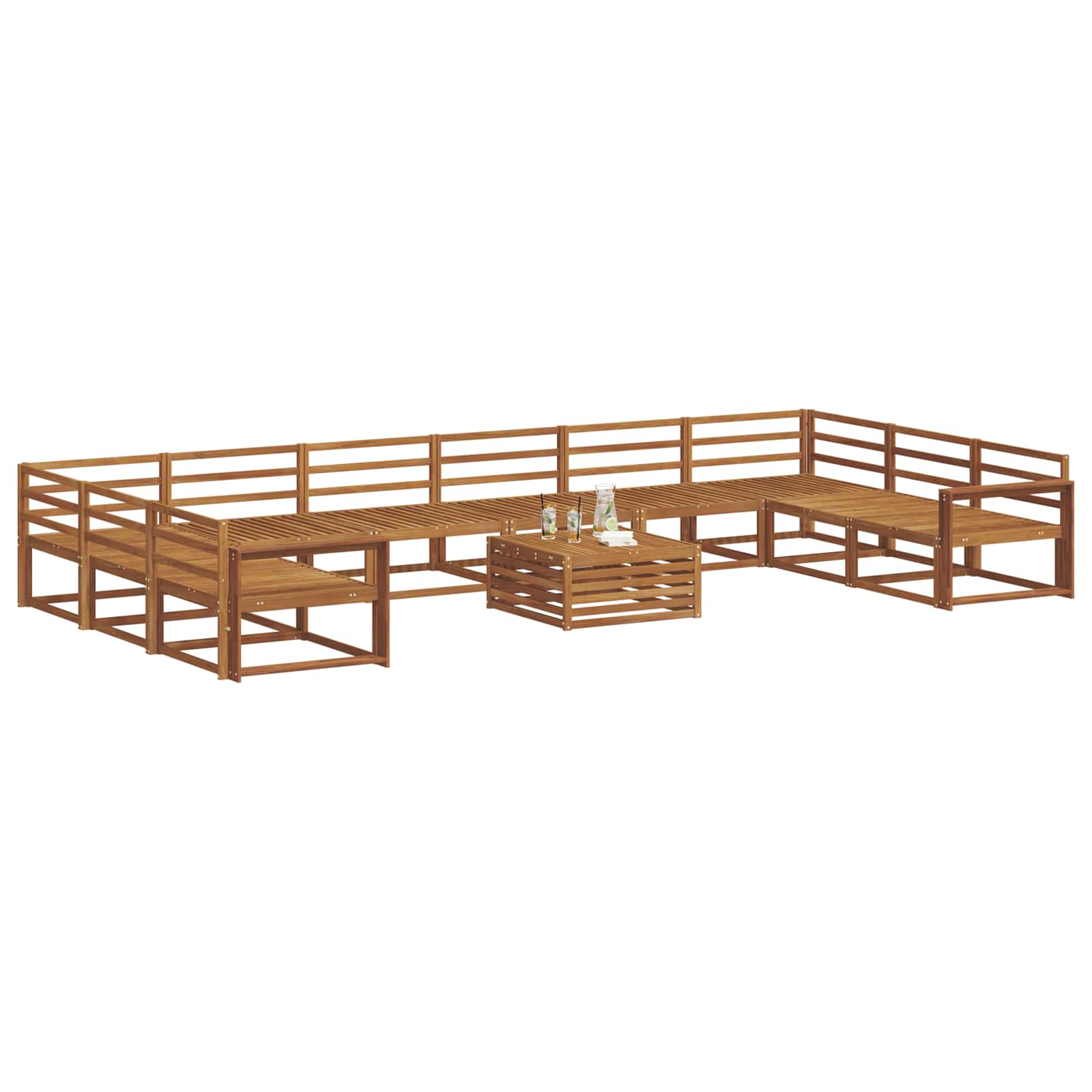 Buiten bankenset 11 pcs Naturel Massief Acaciahout image 3