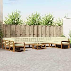 Zunanja garnitura za sedenje 11 pcs Naravna in smetana