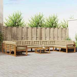 Zunanja garnitura za sedenje z blazino 11 pcs Naravna in bež