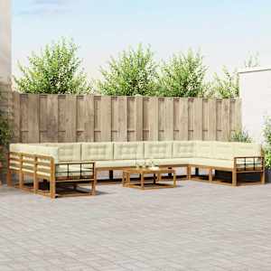 Zunanja garnitura za sedenje 11 pcs Naravna in smetana