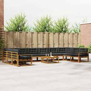 Zunanja garnitura za sedenje 11 pcs Naravna in antracitna