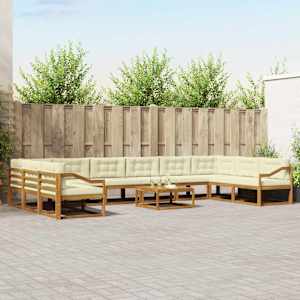 Zunanja garnitura za sedenje 11 pcs Naravna in smetana