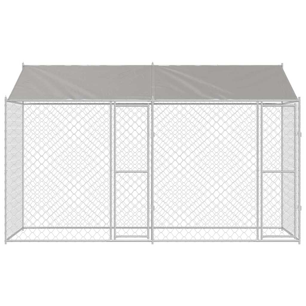 vidaXL Hondenbench Zilver 400 x 200 x 256 cm Gegalvaniseerd staal