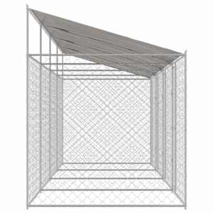 Psí klec s střechou Stříbrná 800 x 200 x 256 cm Ocel a PE - obrázek 5