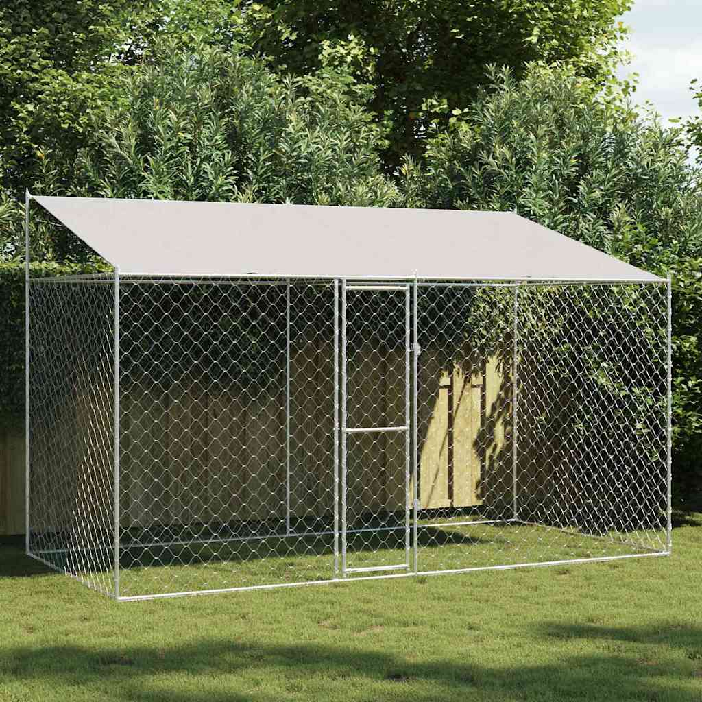 Cage pour chien Argent 400 x 200 x 256 cm Acier galvanisé
