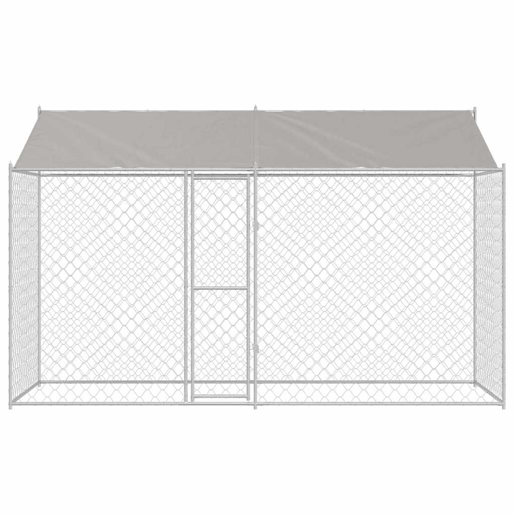 vidaXL Hondenbench Zilver 400 x 200 x 256 cm Gegalvaniseerd staal