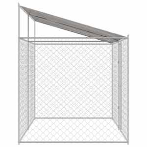 Psí klec s střechou Stříbrná 400 x 200 x 256 cm Ocel a PE - obrázek 5
