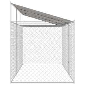 Psí klec s střechou Stříbrná 600 x 200 x 256 cm Ocel a PE - obrázek 5