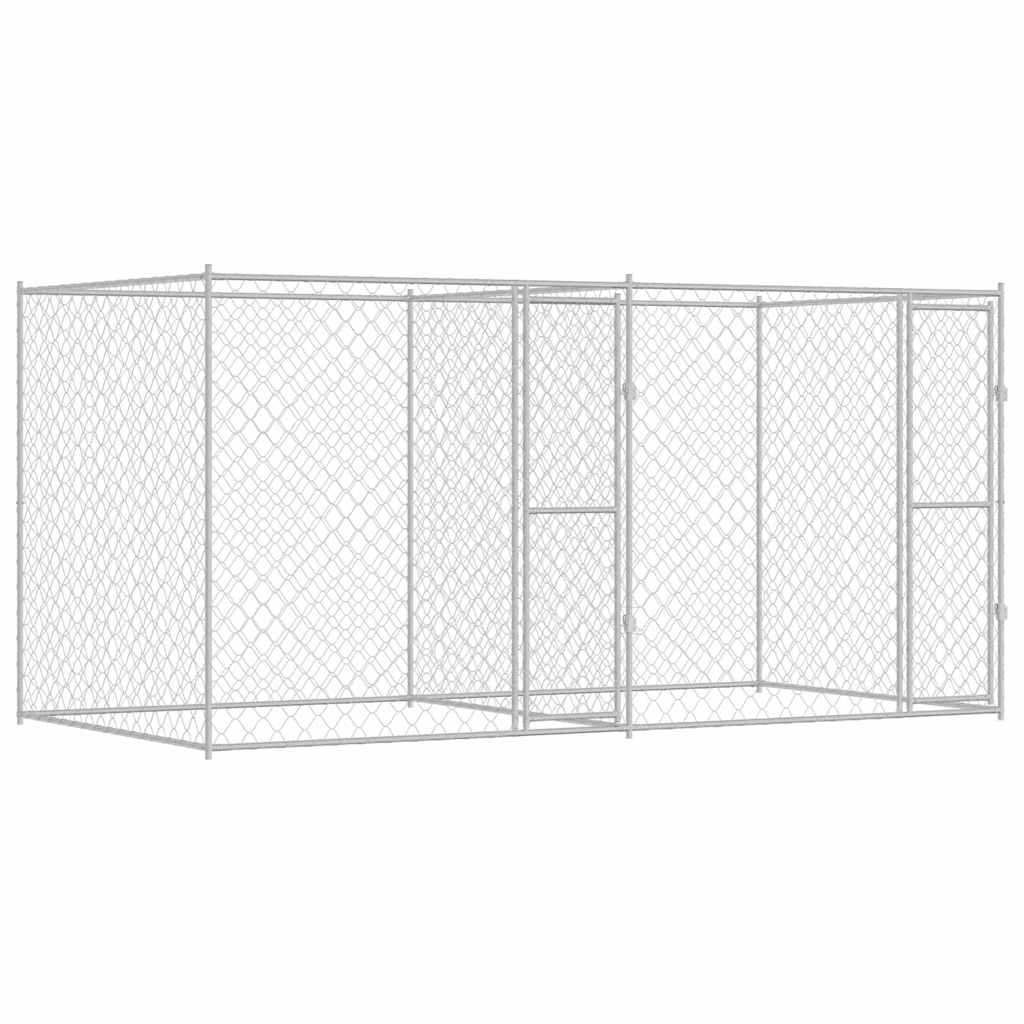 Koiranhäkki Hopea 400 x 200 x 200 cm Galvanoitu teräs