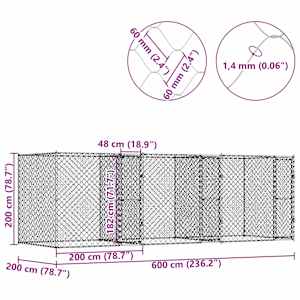 Klec pro psa Stříbrná 600 x 200 x 200 cm Pozinkovaná ocel - obrázek 10