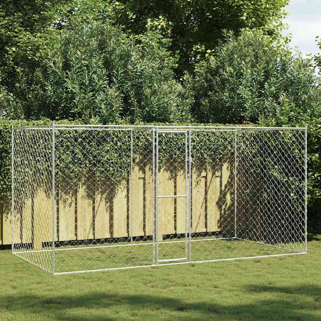 Cage pour chien Argent 400 x 200 x 256 cm Acier galvanisé