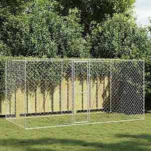 Klec pro psa Stříbrná 400 x 200 x 200 cm Pozinkovaná ocel - obrázek 1