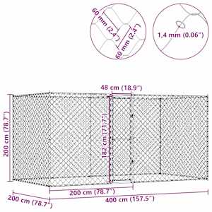 Klec pro psa Stříbrná 400 x 200 x 200 cm Pozinkovaná ocel - obrázek 10